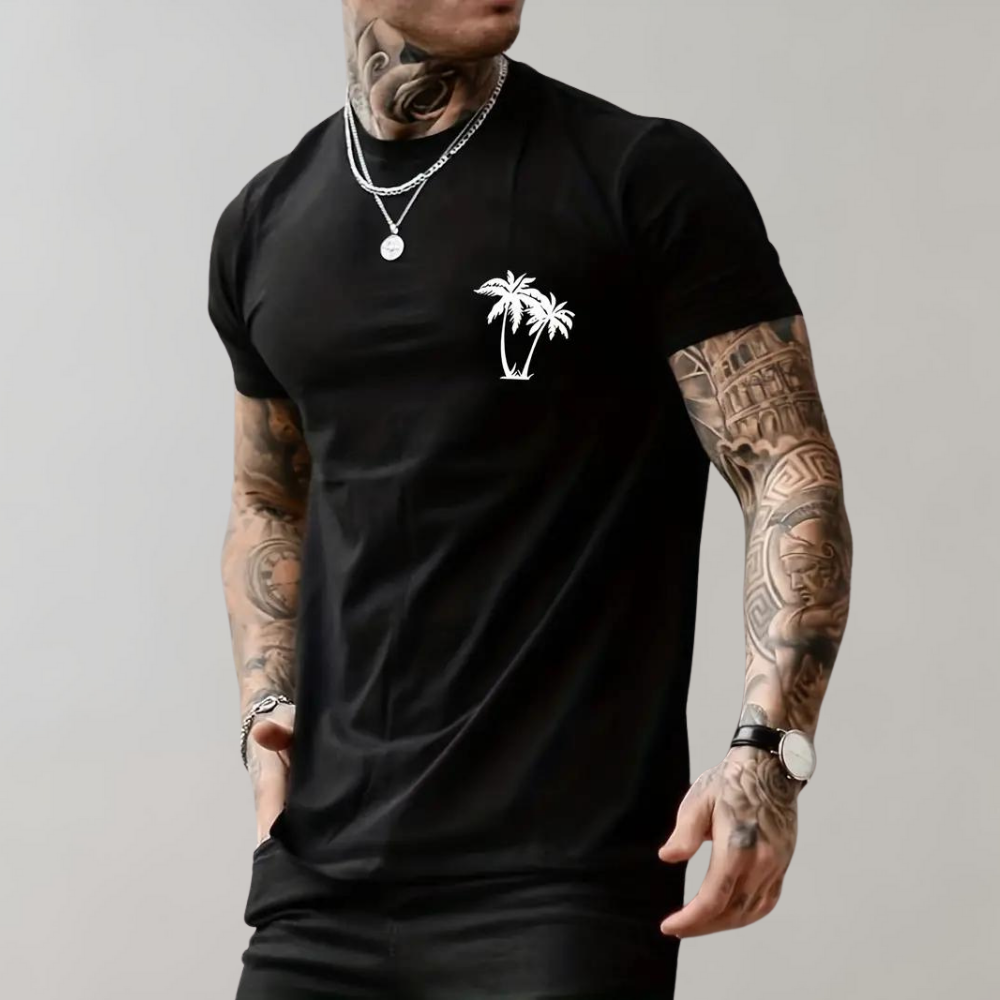 Lenn - Palmboom grafisch heren T-shirt voor de zomer
