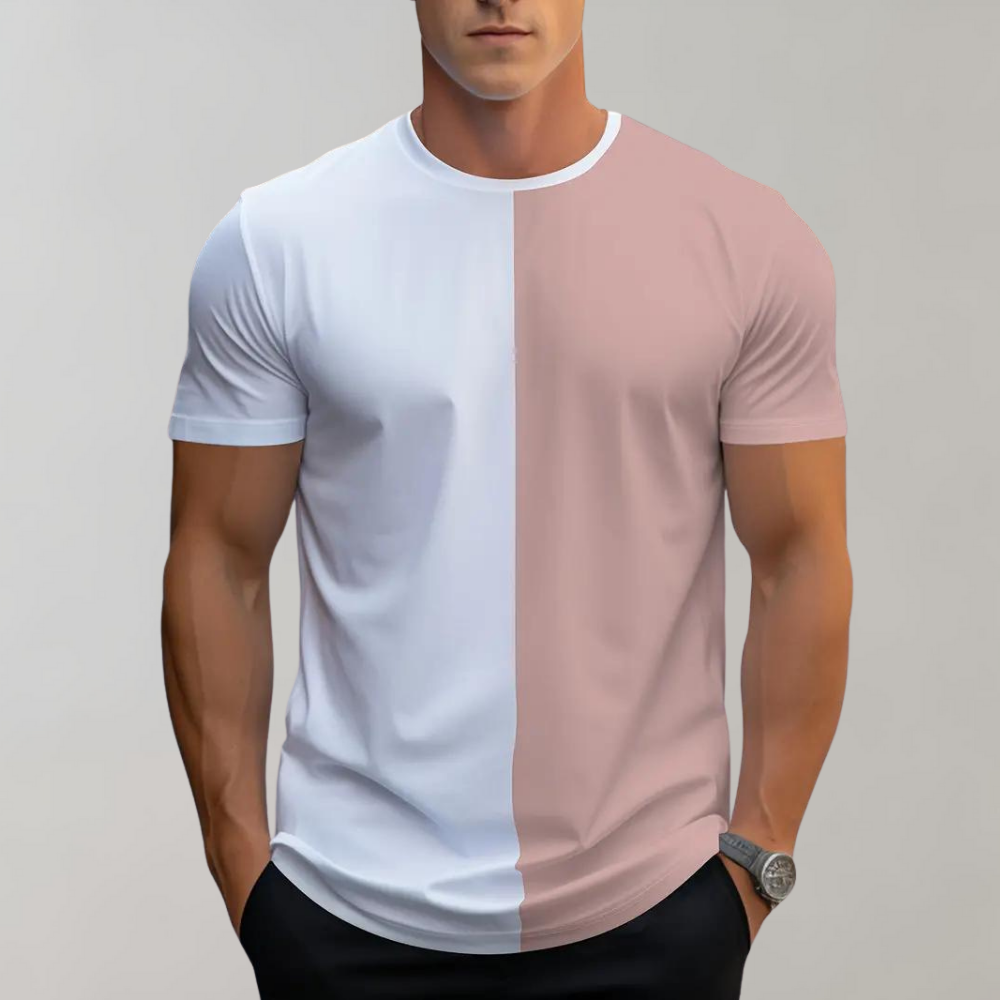 Lex - Casual kleurenblok t-shirt voor heren, perfect voor de zomer