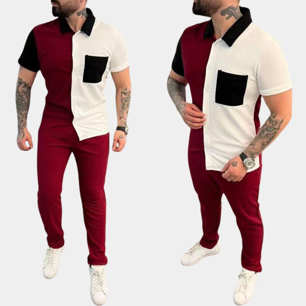 Jeter - Trendy color block heren tweedelige set voor de zomer