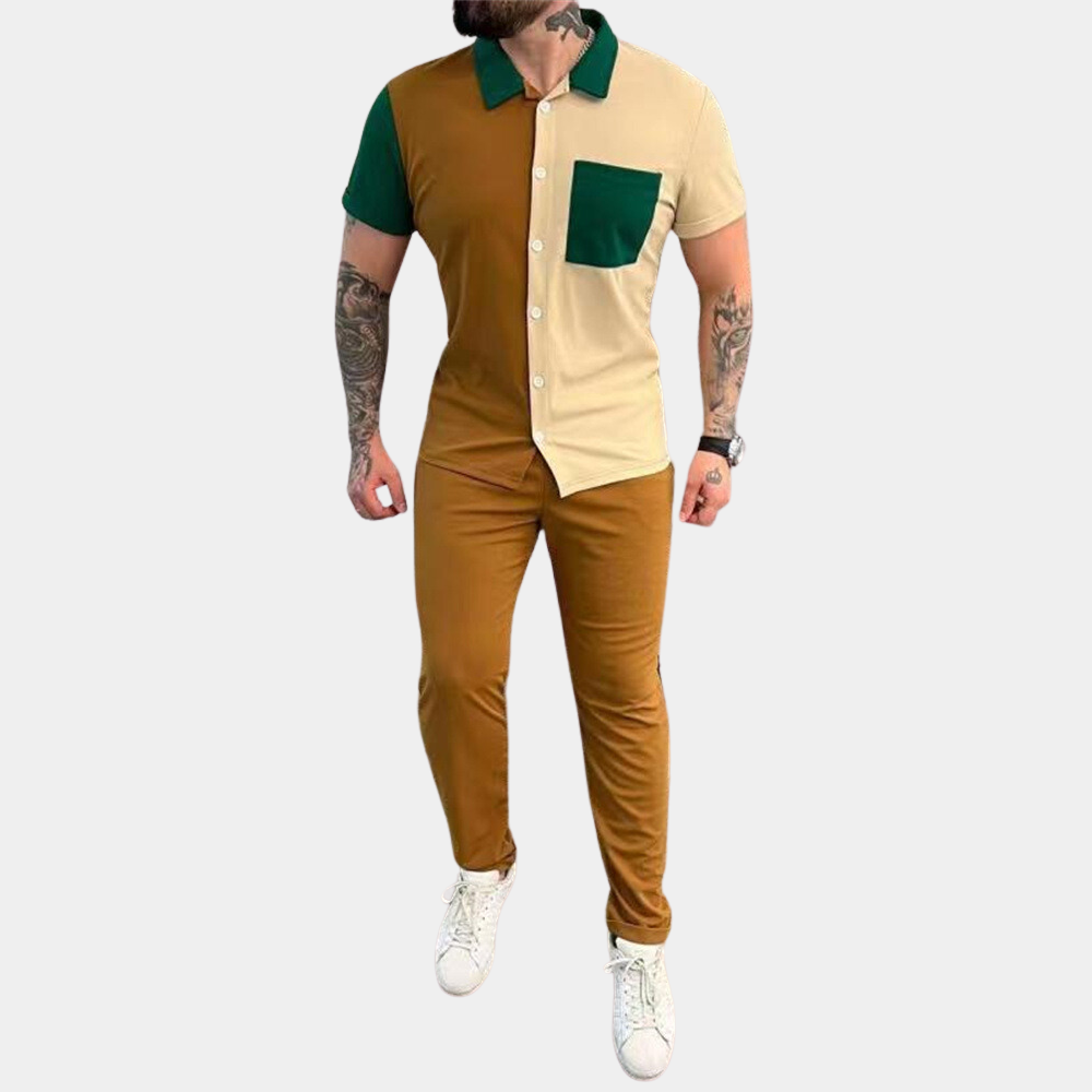 Jeter - Trendy color block heren tweedelige set voor de zomer