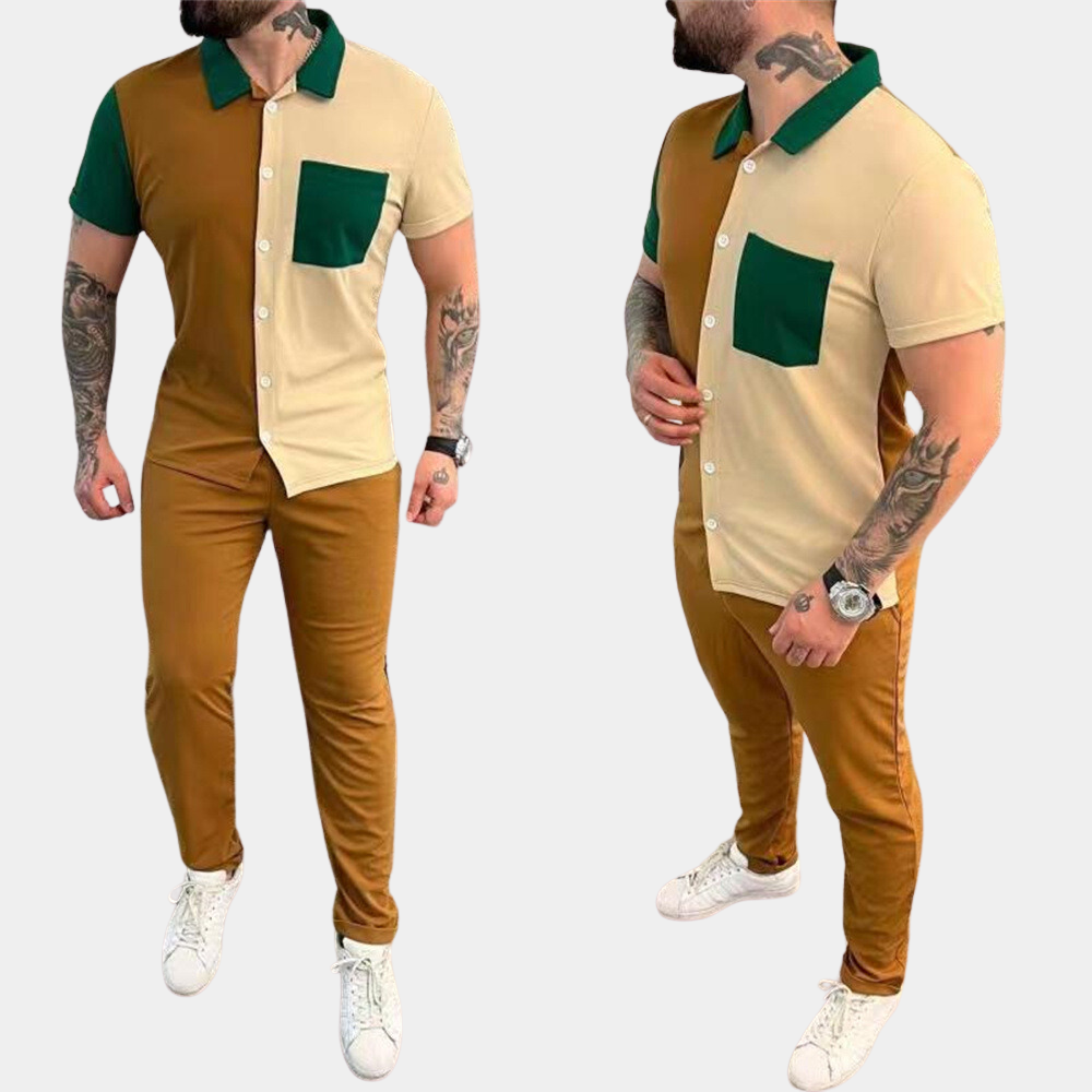 Jeter - Trendy color block heren tweedelige set voor de zomer