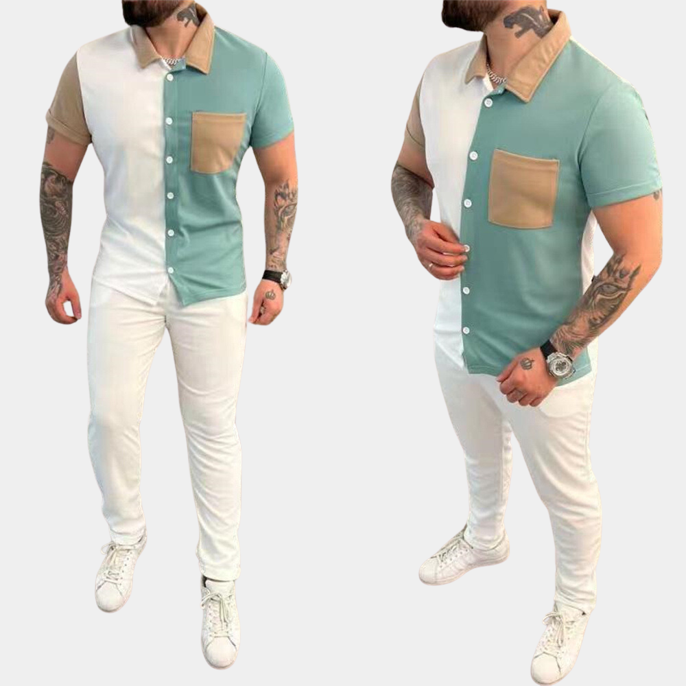 Jeter - Trendy color block heren tweedelige set voor de zomer