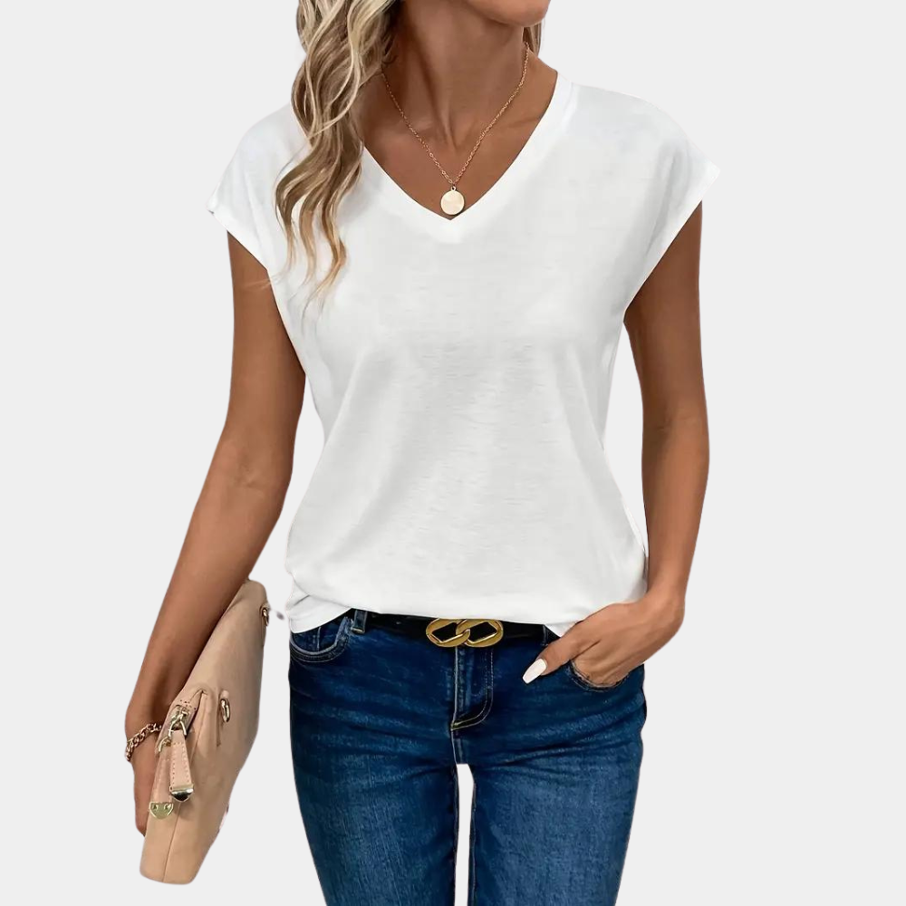 Afrodite - Casual dames t-shirt met v-hals voor de zomer
