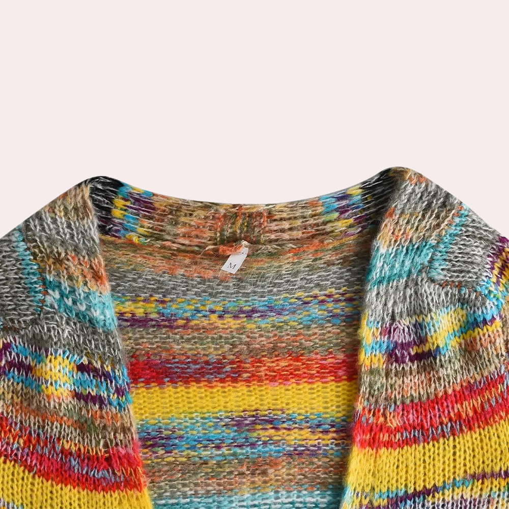 Lina - Kleurrijk gebreid damesvest met V-hals voor de zomer