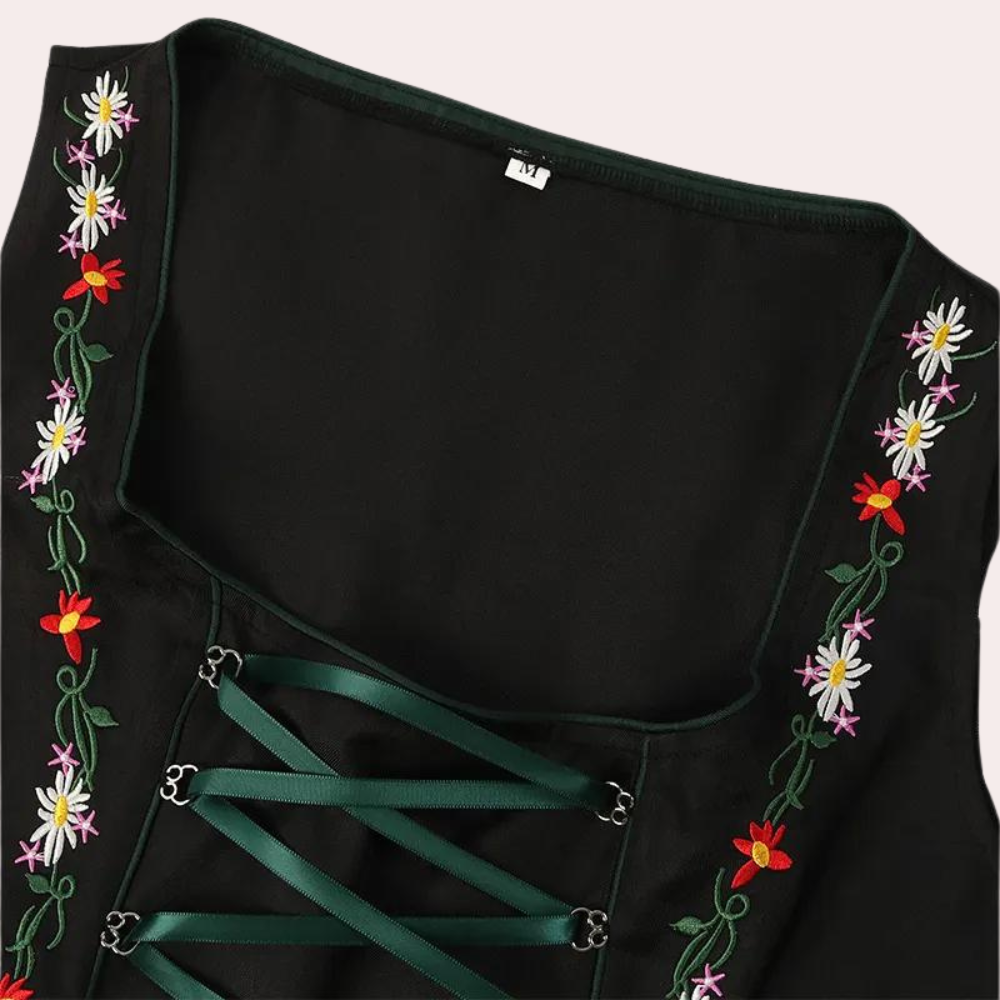 Andrina - Dames Zomerse Oktoberfest Dirndl met Kantmouwen