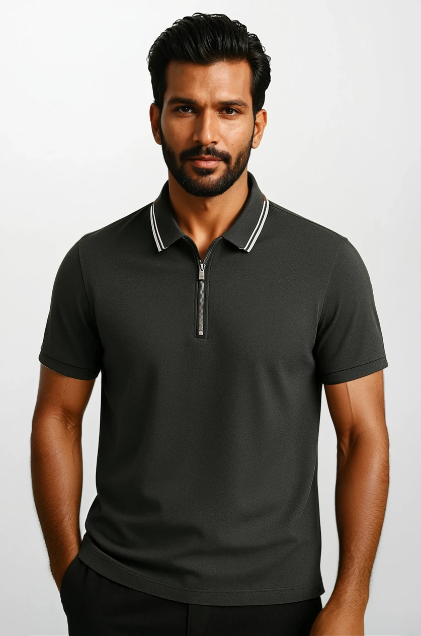 Essential Polo avec Fermeture Éclair gris