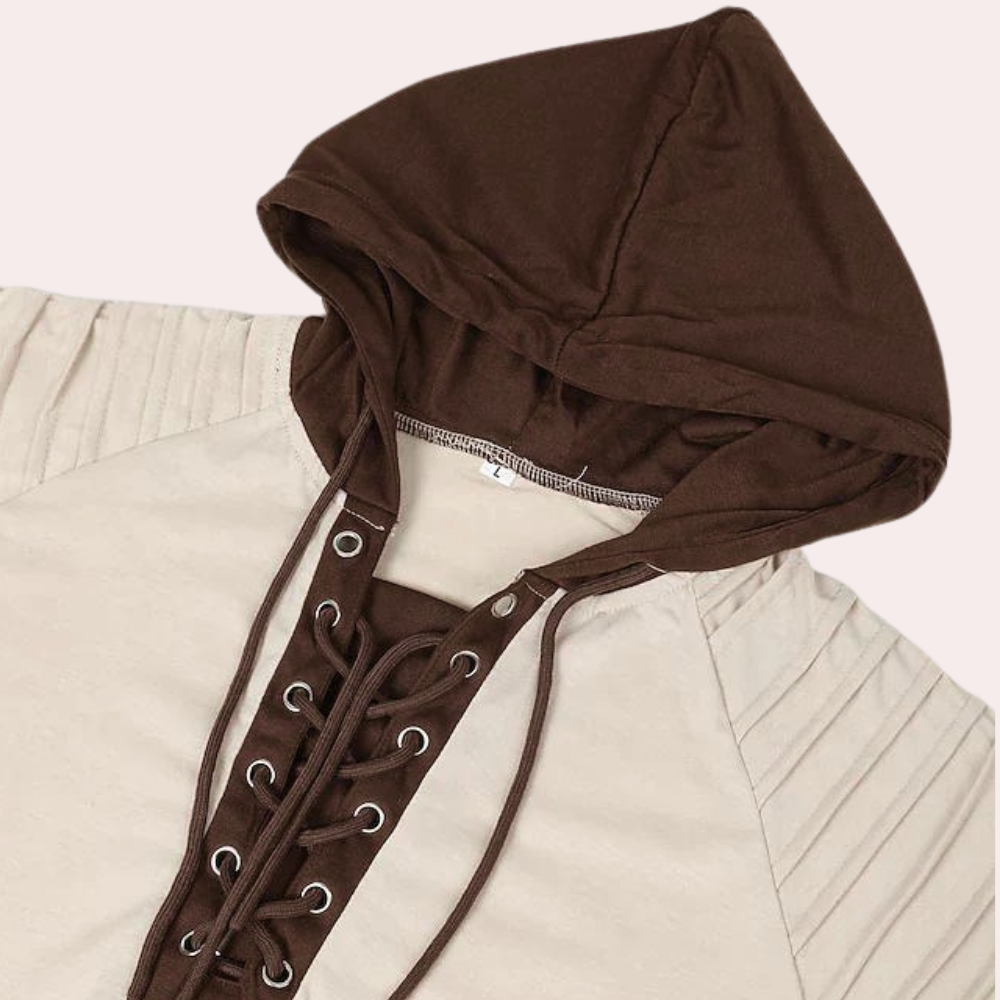 Jerico - Modern heren sweatshirt met vetersluiting en capuchon voor de zomer