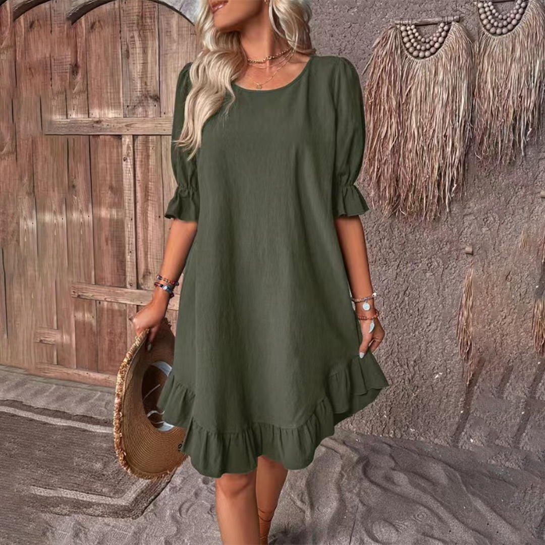 KYLEE - Stijlvolle zomerse pofmouwjurk
