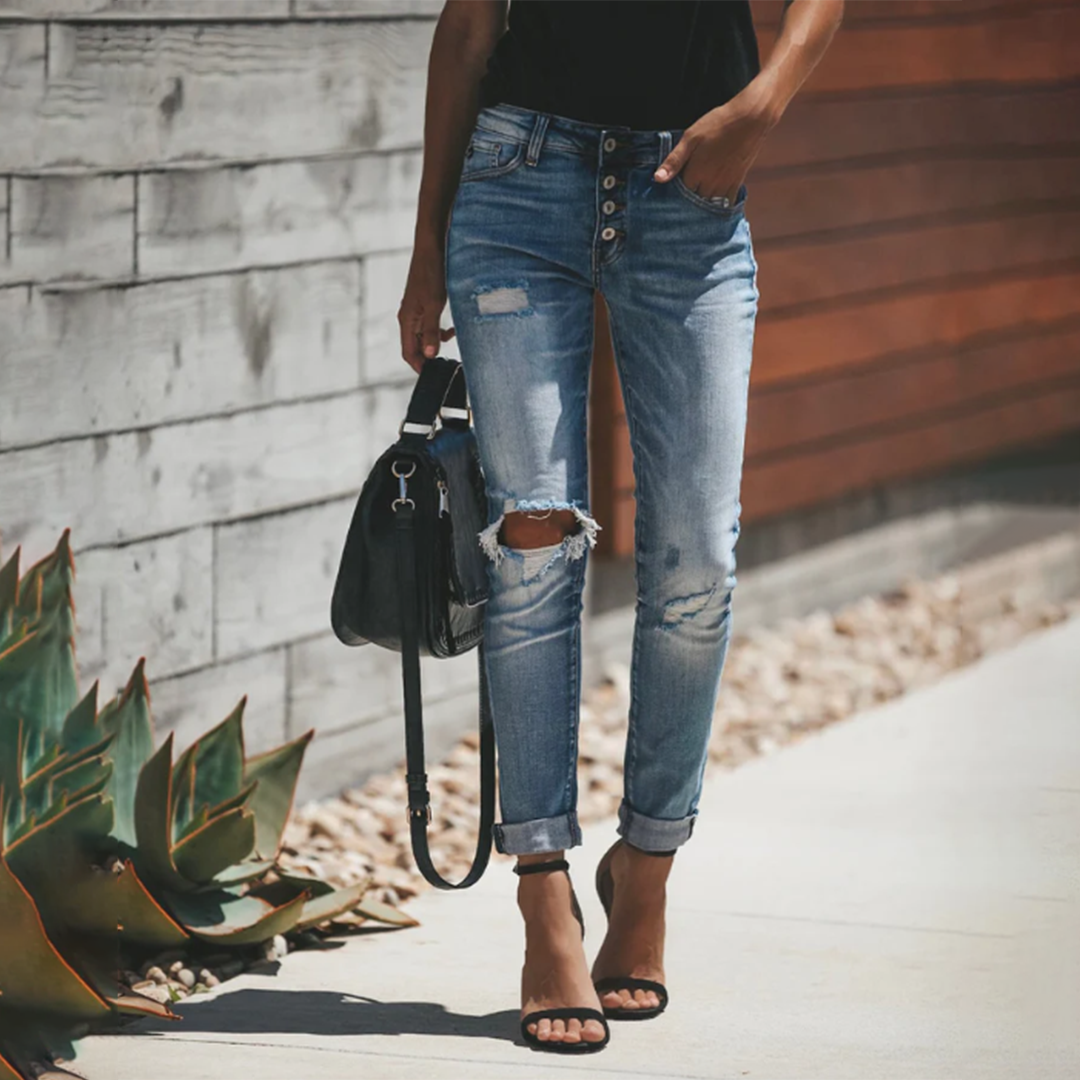 LISELOTTE - Vrouwen gescheurde zomerjeans
