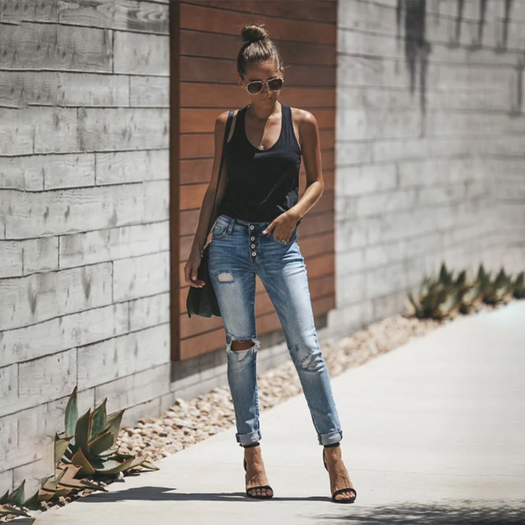 LISELOTTE - Vrouwen gescheurde zomerjeans