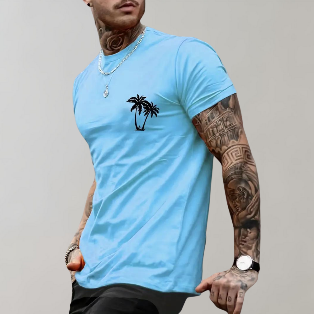 Lenn - Palmboom grafisch heren T-shirt voor de zomer