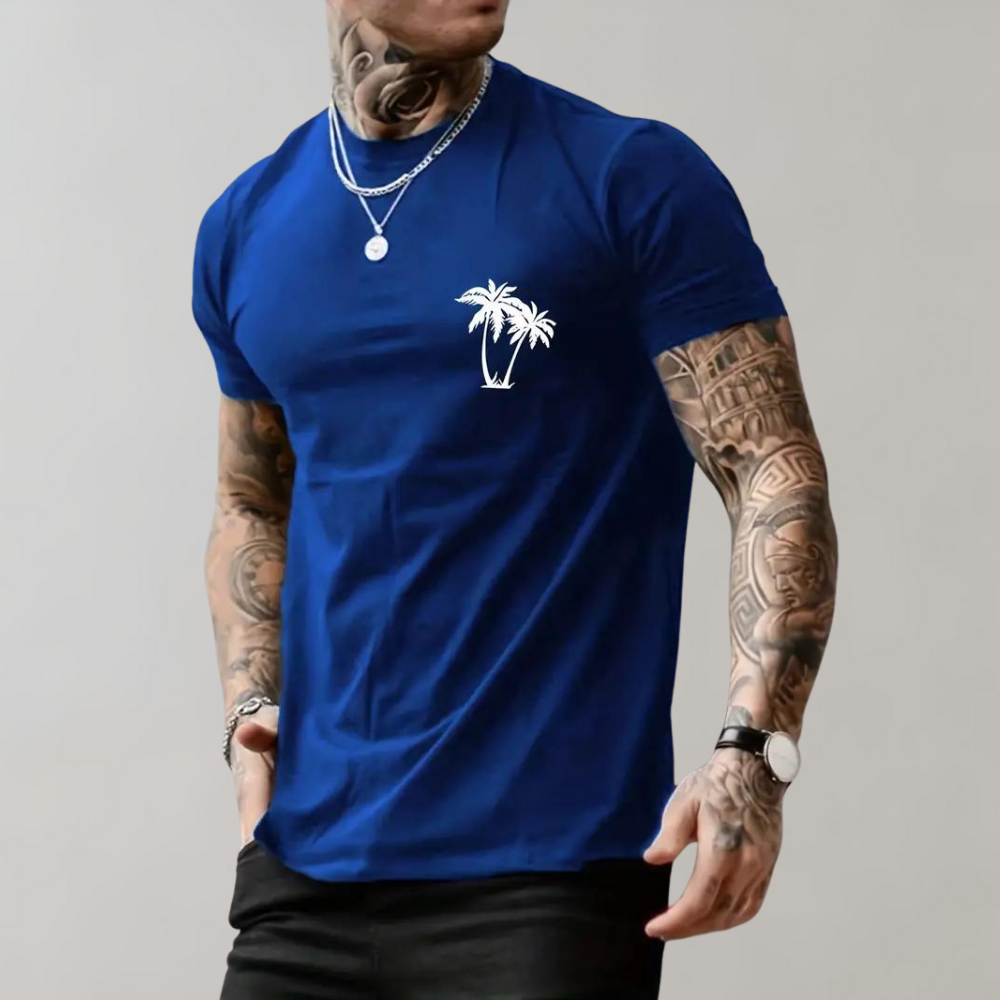 Lenn - Palmboom grafisch heren T-shirt voor de zomer