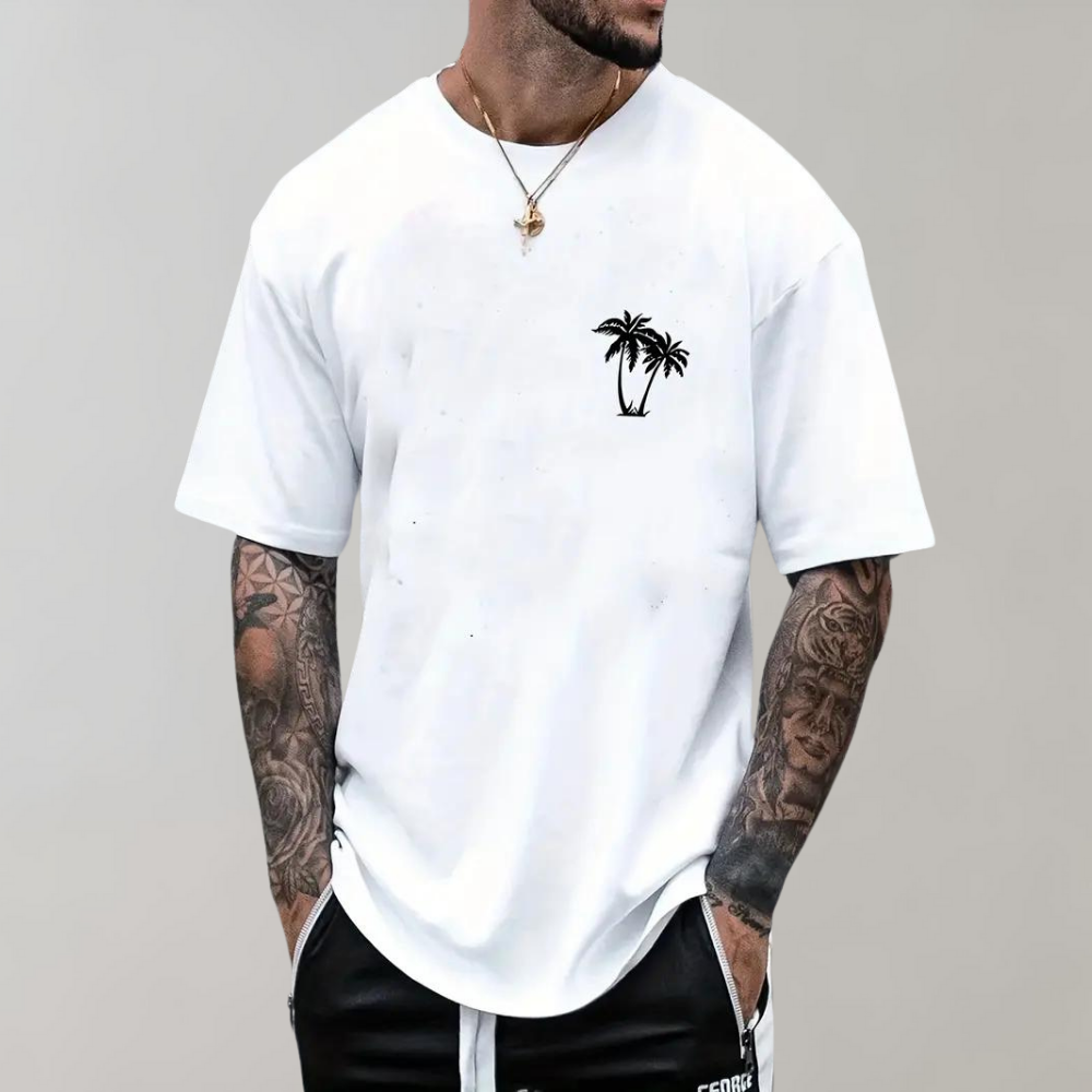 Lenn - Palmboom grafisch heren T-shirt voor de zomer