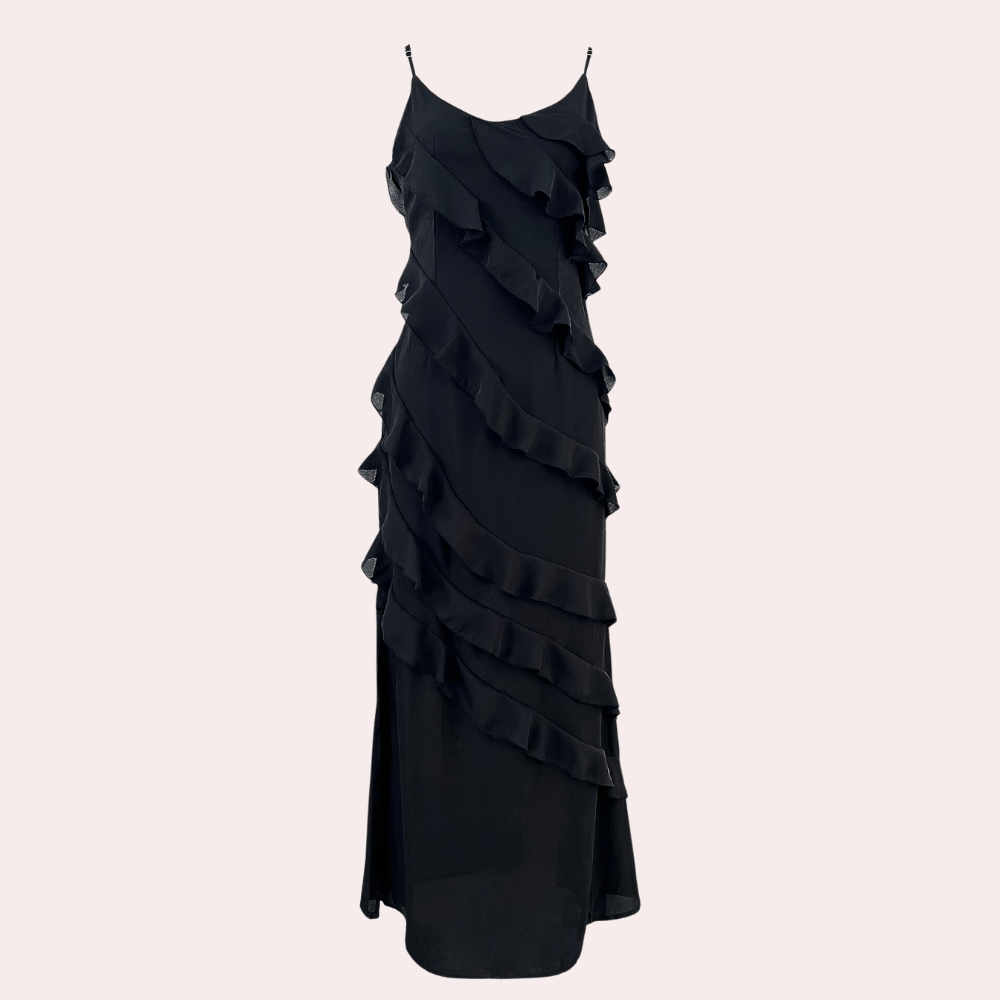 Adrienne - Elegante lange damesjurk met ruches voor de zomer