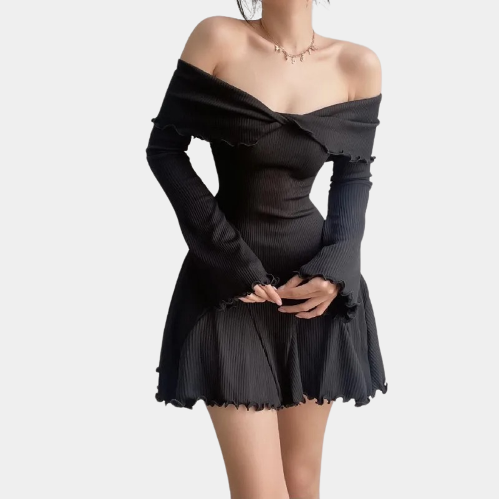 Joelene - Gebreide damesjurk met off shoulder voor de zomer