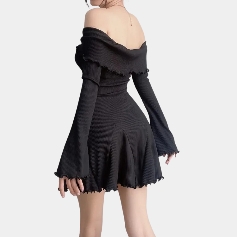 Joelene - Gebreide damesjurk met off shoulder voor de zomer
