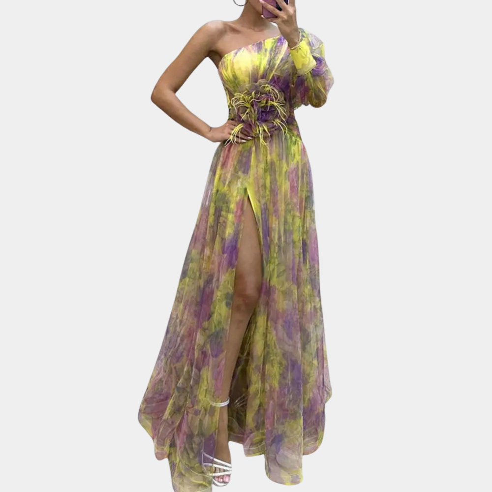 Lola - Stijlvolle one shoulder damesjurk met split voor de zomer
