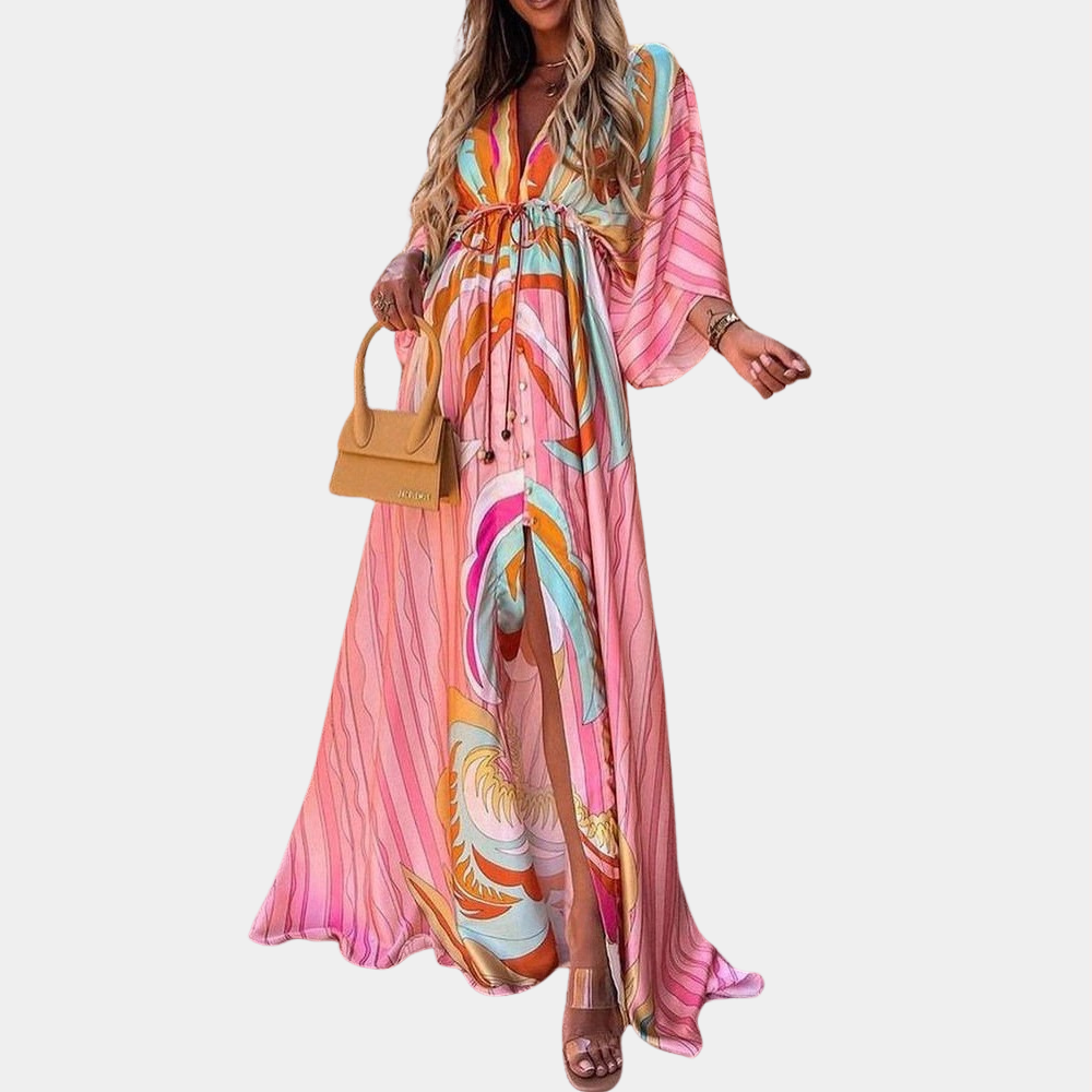 Kaitlin - Stijlvolle dames maxi-jurk met v-hals voor de zomer