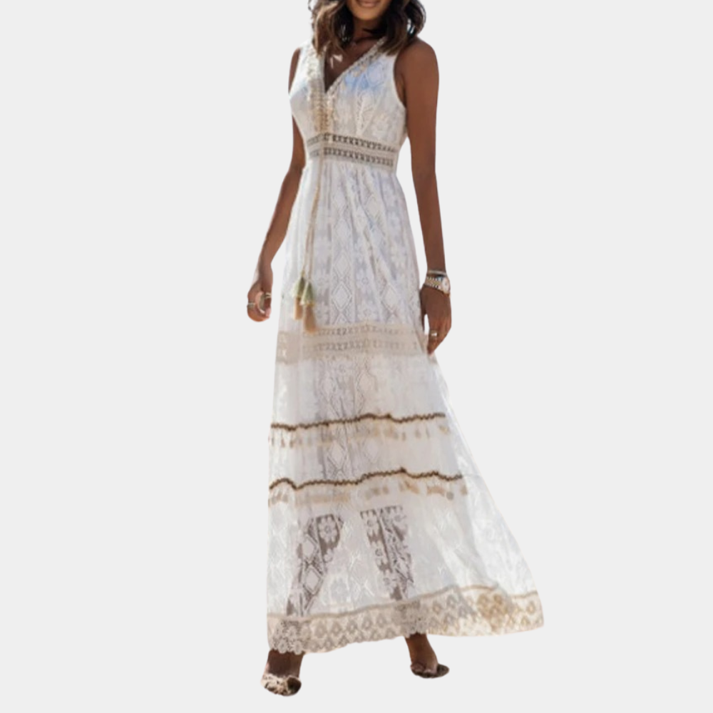 Amandine - Eenvoudige bohemien maxi-jurk voor vrouwen - Zomerse Stijl