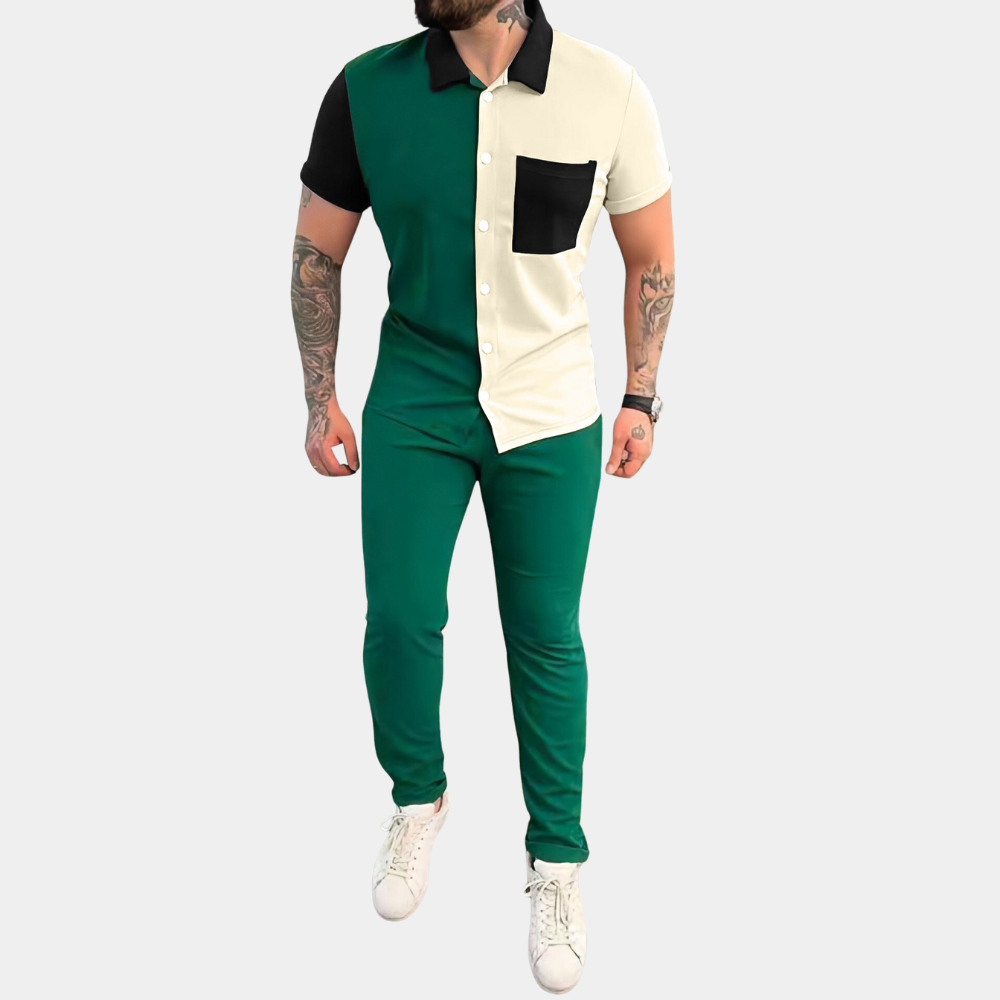 Jeter - Trendy color block heren tweedelige set voor de zomer