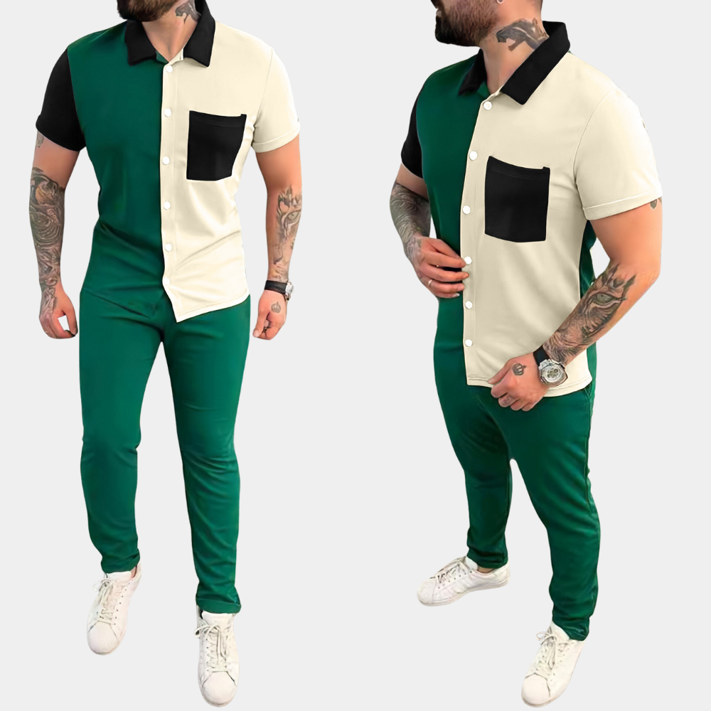 Jeter - Trendy color block heren tweedelige set voor de zomer
