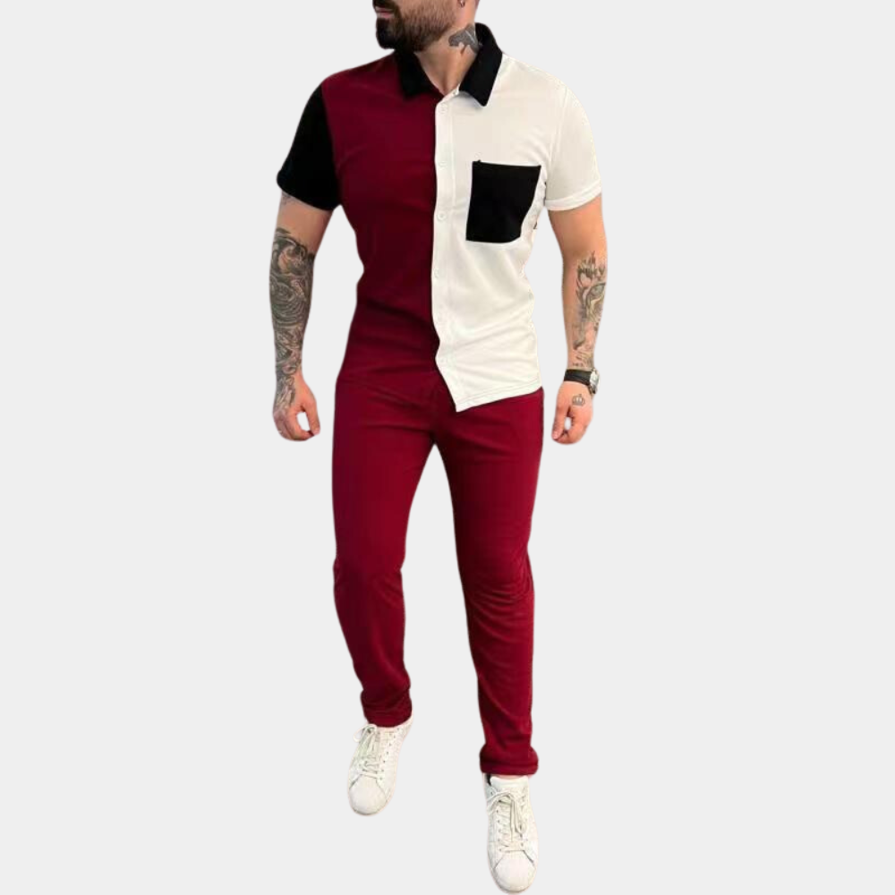 Jeter - Trendy color block heren tweedelige set voor de zomer
