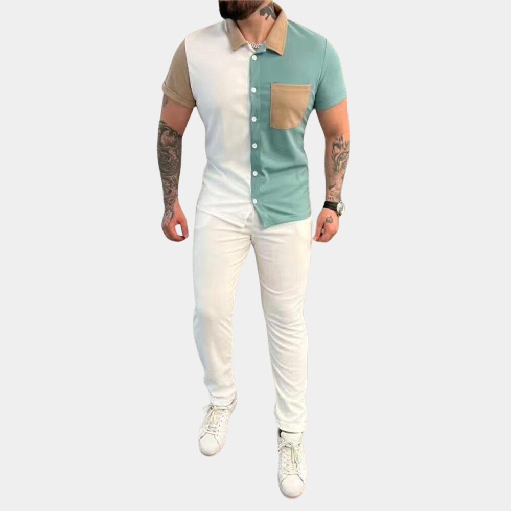 Jeter - Trendy color block heren tweedelige set voor de zomer