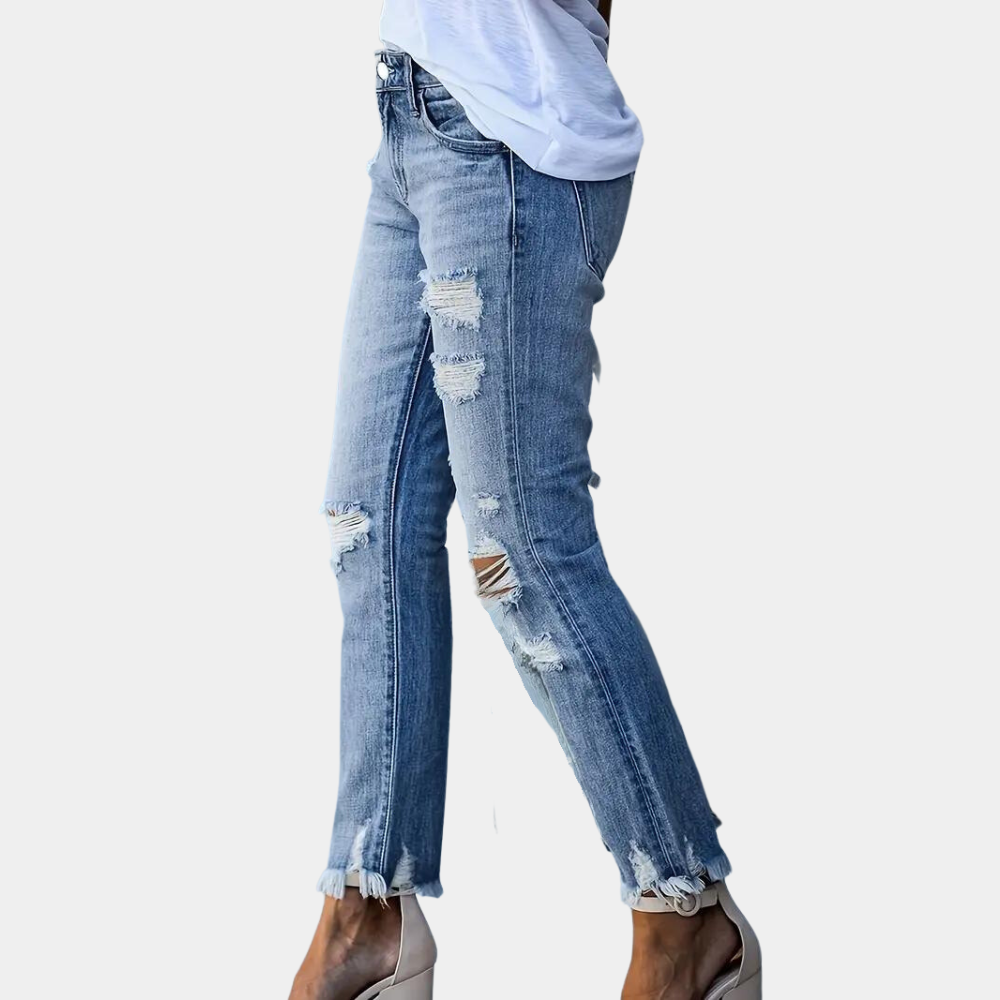 Aldina - Casual gescheurde damesjeans voor de zomer