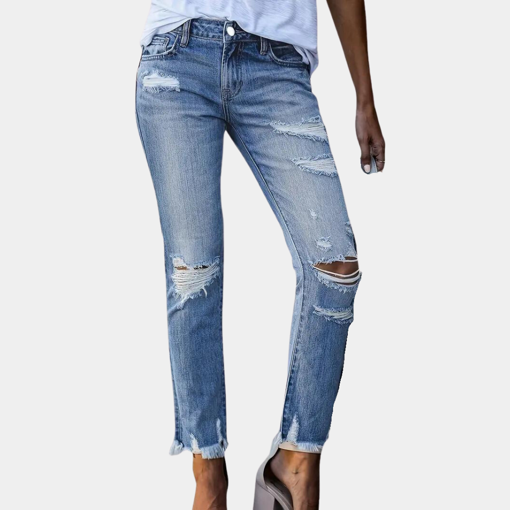 Aldina - Casual gescheurde damesjeans voor de zomer