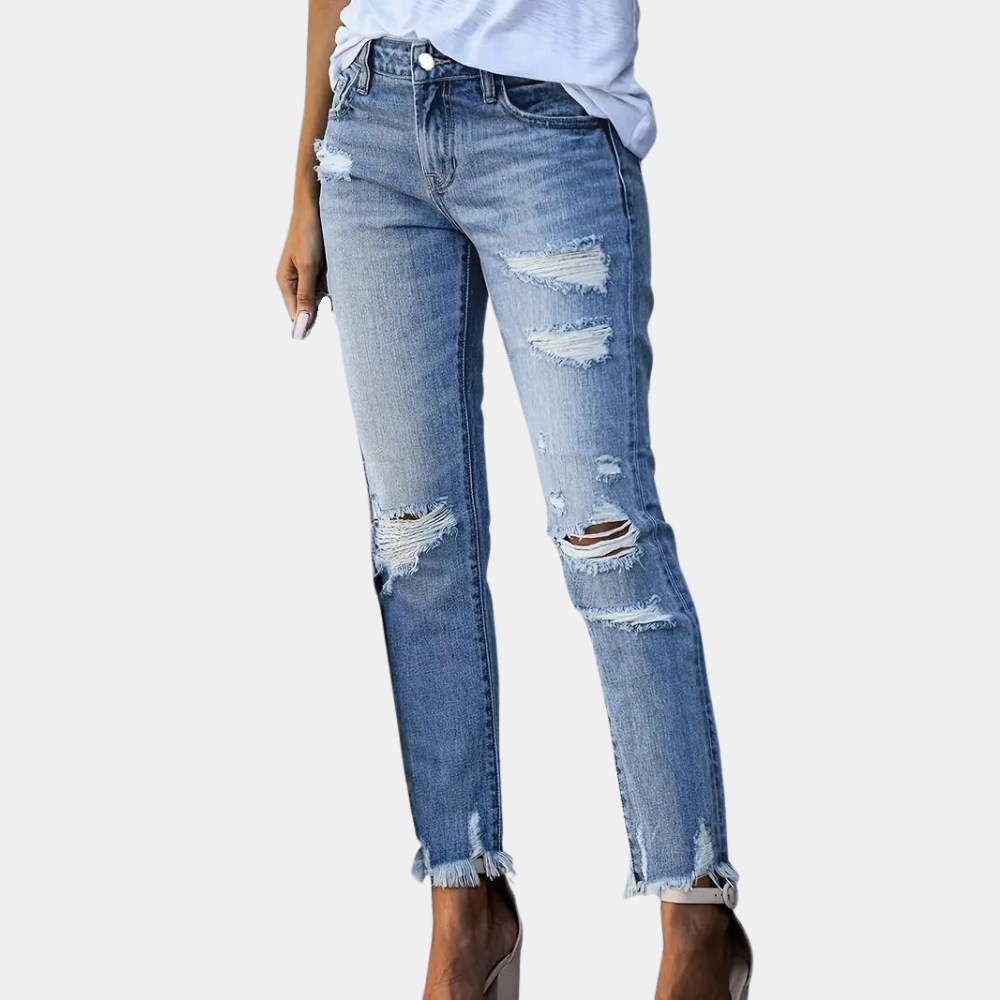 Aldina - Casual gescheurde damesjeans voor de zomer