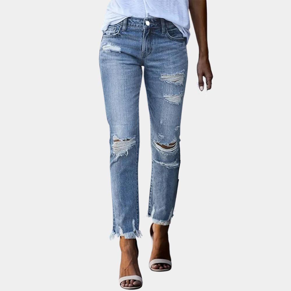 Aldina - Casual gescheurde damesjeans voor de zomer