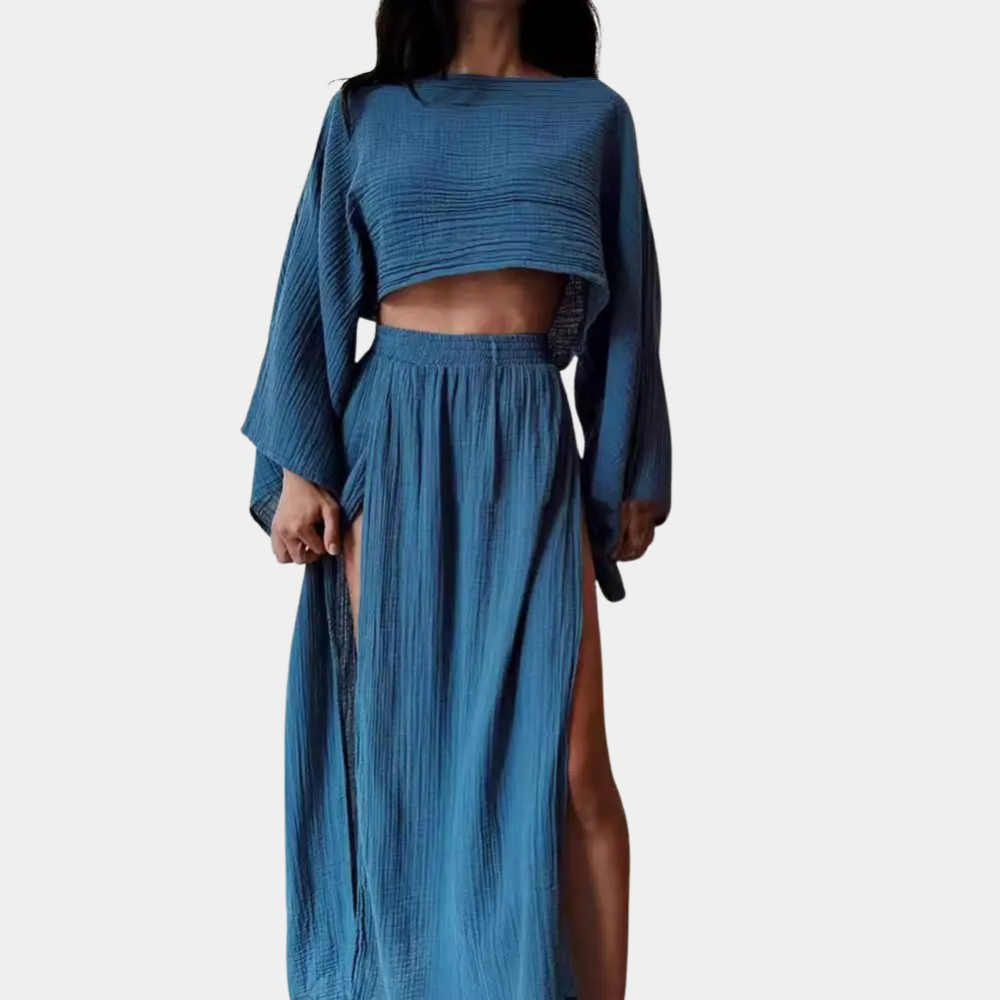 Alodia - Tweedelige casual damesset met hoge split voor de zomer