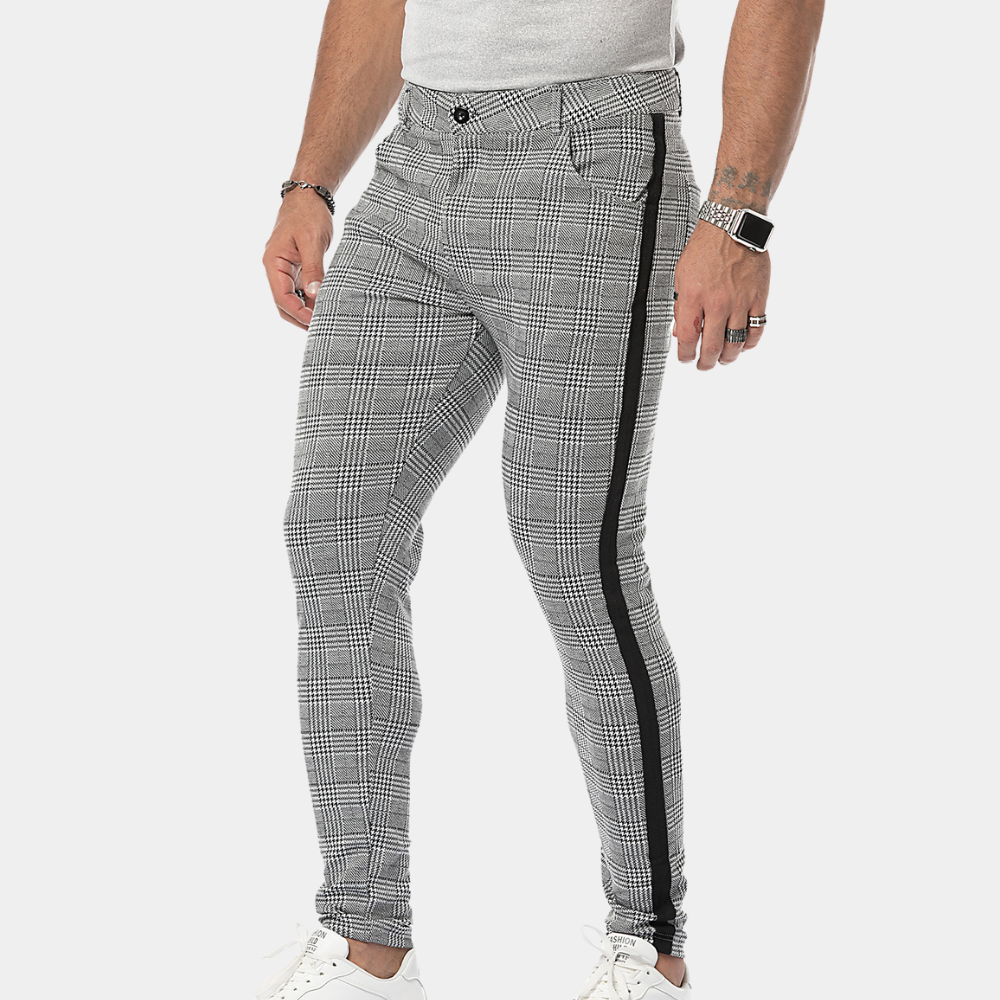 Anton - Retro Heren skinny-fit geruite zomerbroek