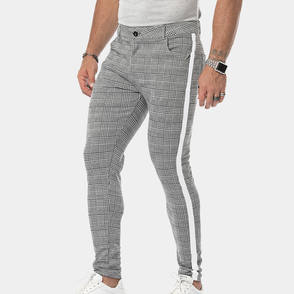 Anton - Retro Heren skinny-fit geruite zomerbroek