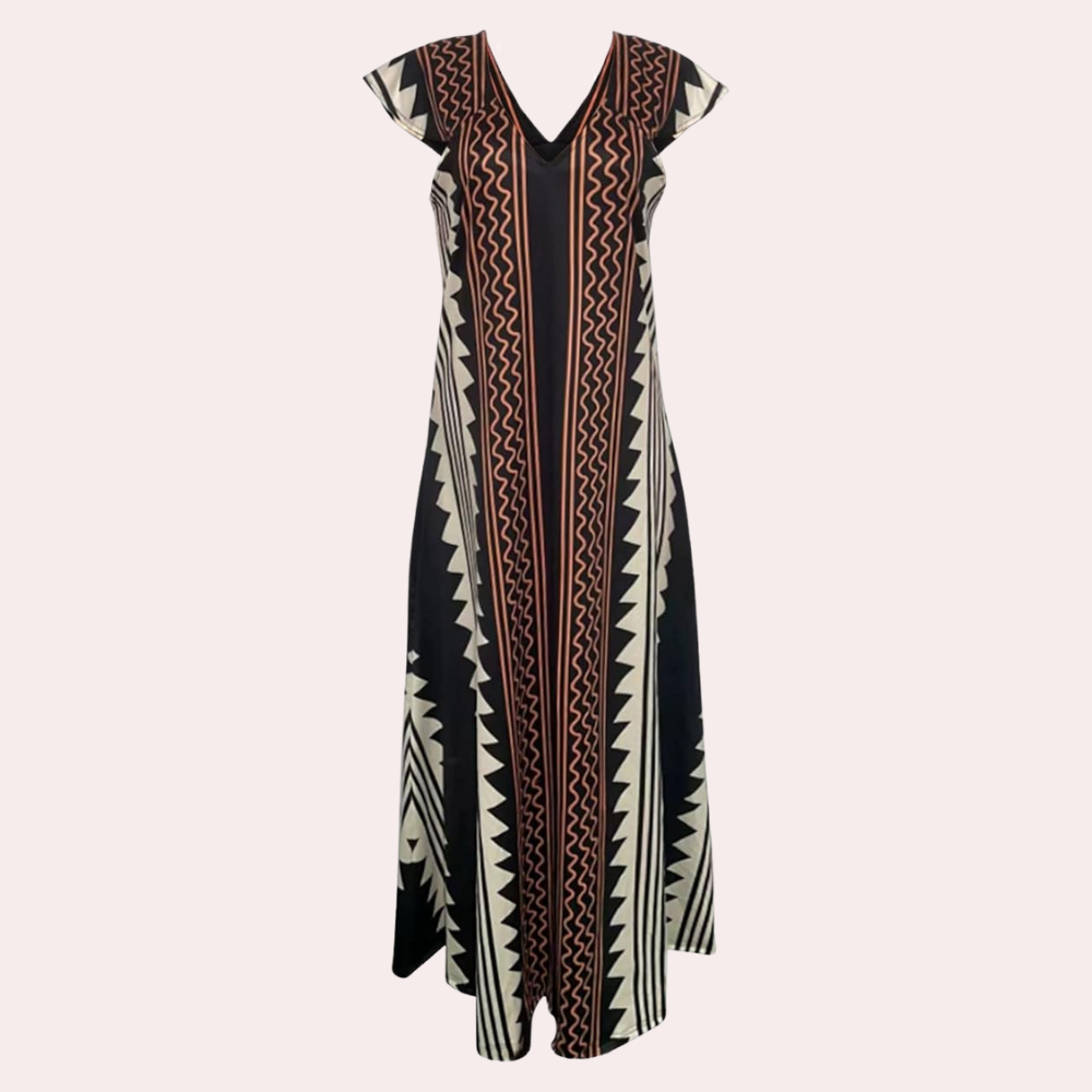 Adelina - Zomerse boheemse maxi jurk met geometrisch patroon