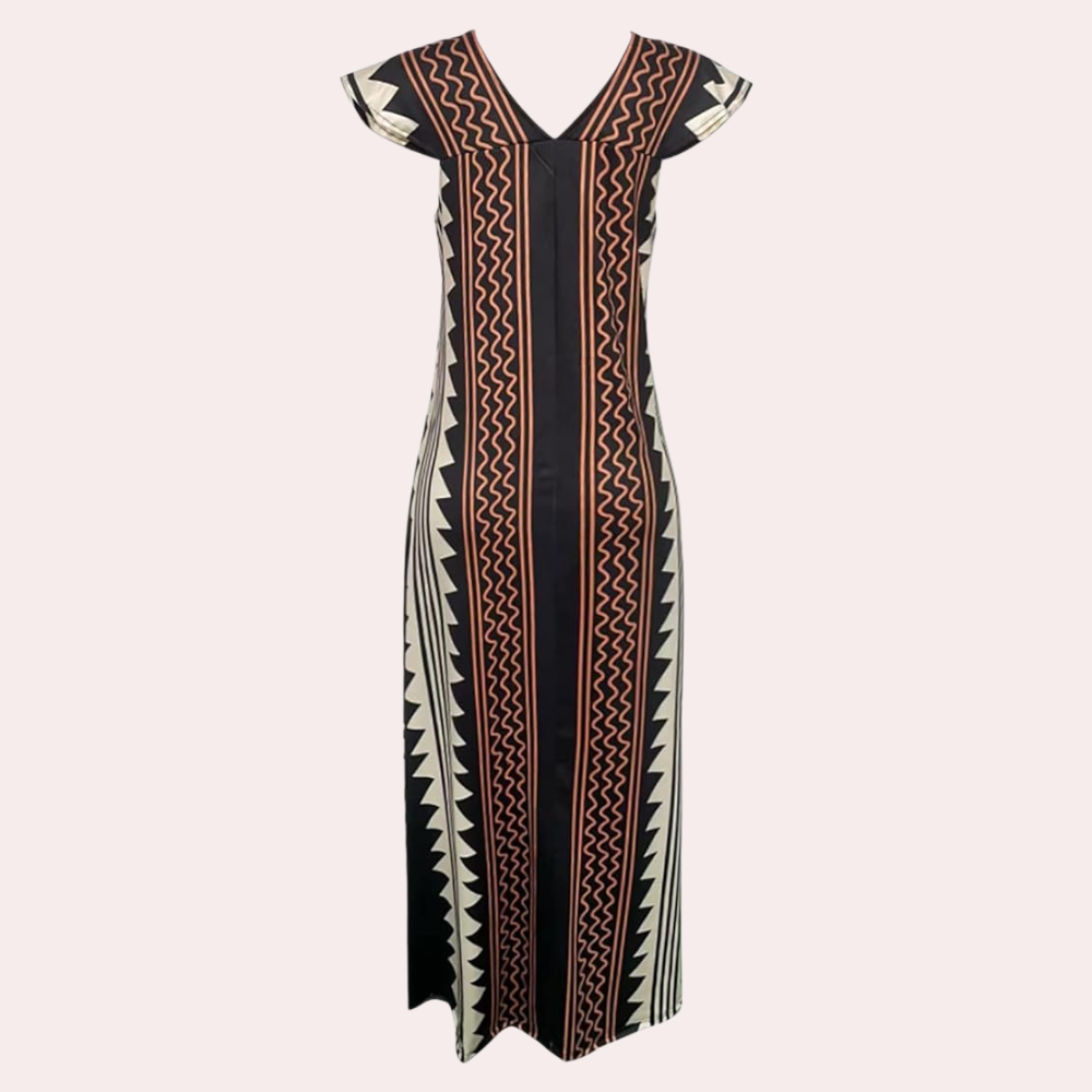 Adelina - Zomerse boheemse maxi jurk met geometrisch patroon