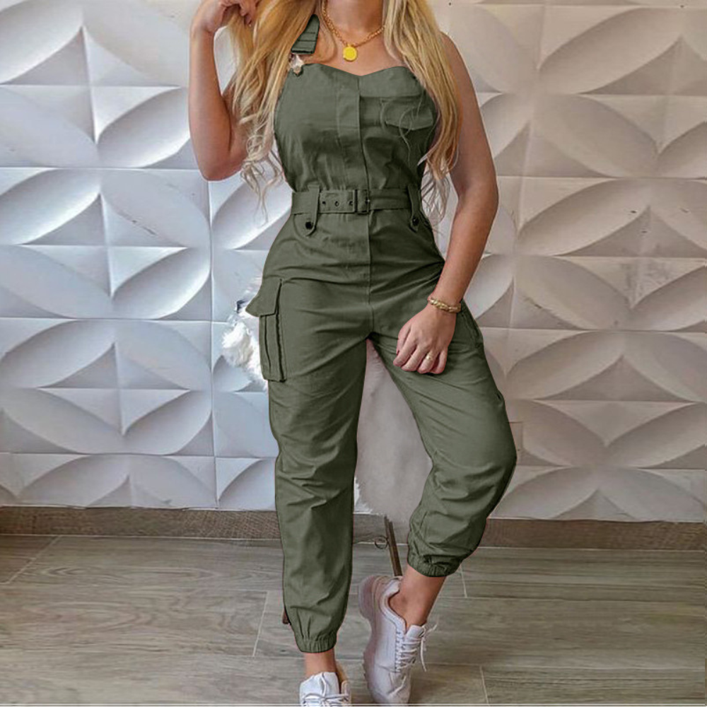 Josette - Lente/Zomer cargo jumpsuit met riem voor dames