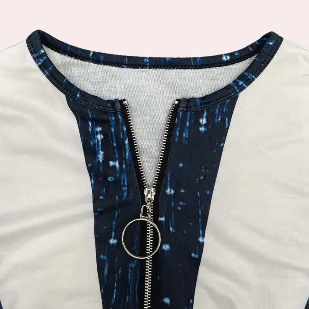 Leocadia - Moderne lange mouwen zomer shirt voor dames met rits