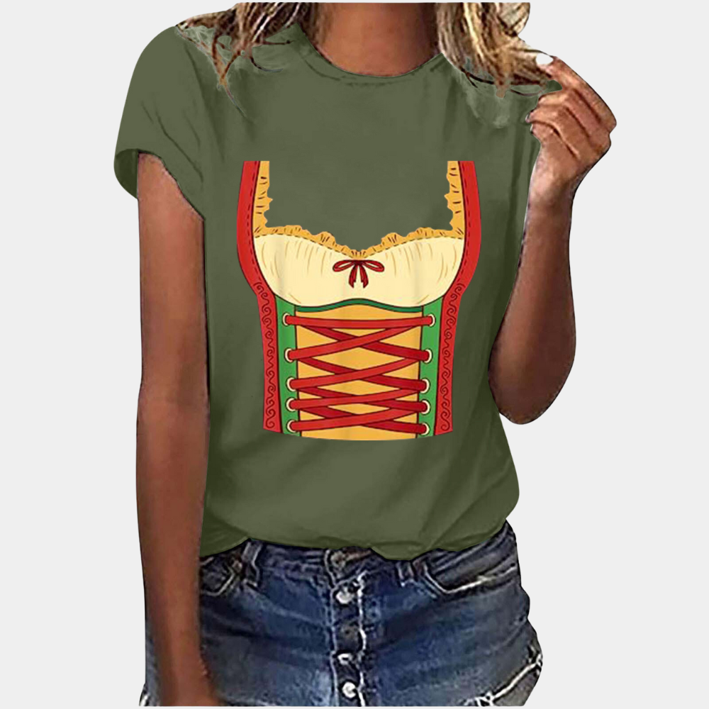 Amaya - Modieus dames T-shirt voor Zomer en Oktoberfest