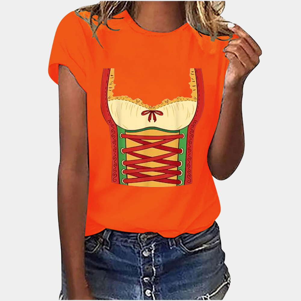 Amaya - Modieus dames T-shirt voor Zomer en Oktoberfest