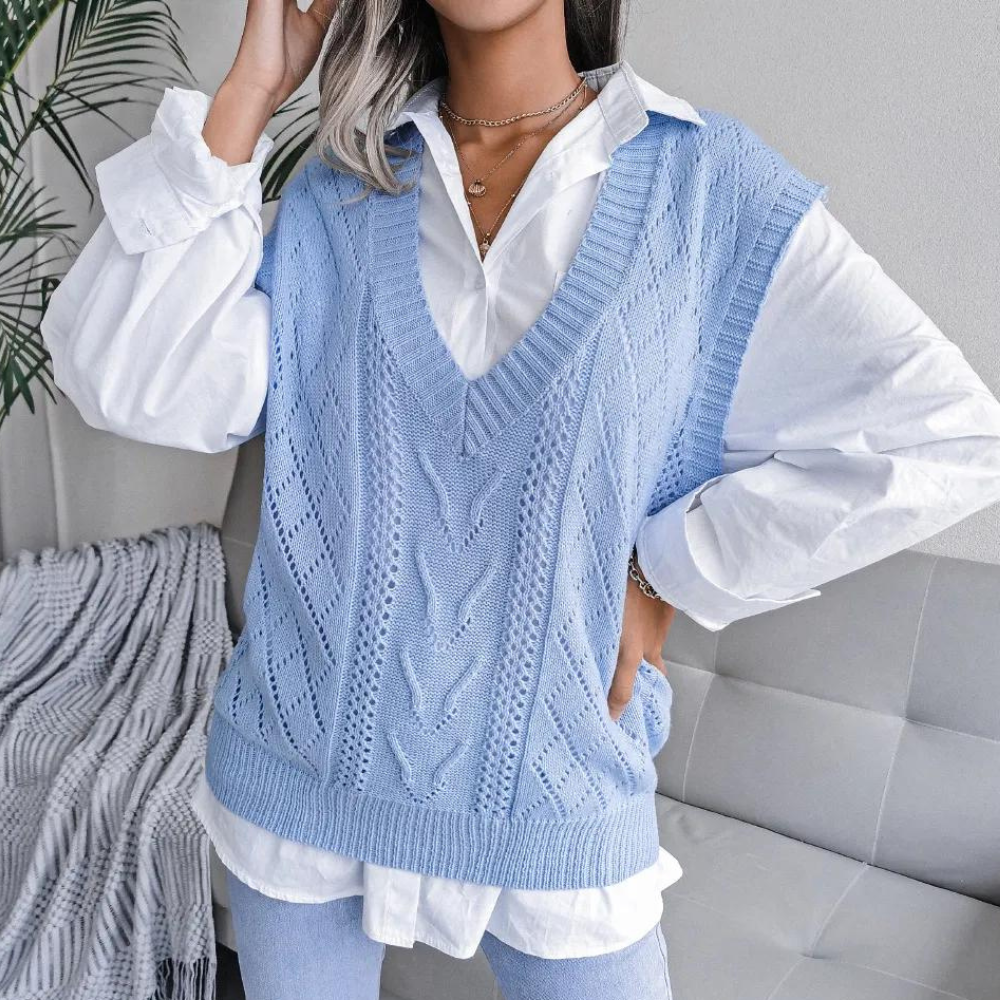 Arlette - Vrouwen Kabelgebreid V-hals Zomervest