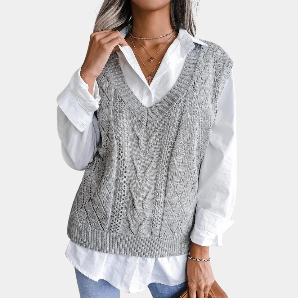 Arlette - Vrouwen Kabelgebreid V-hals Zomervest
