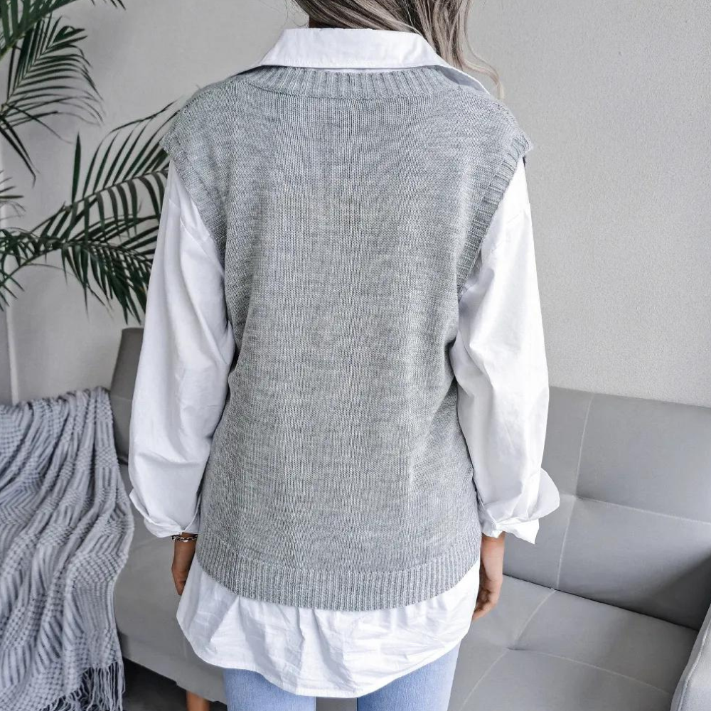 Arlette - Vrouwen Kabelgebreid V-hals Zomervest