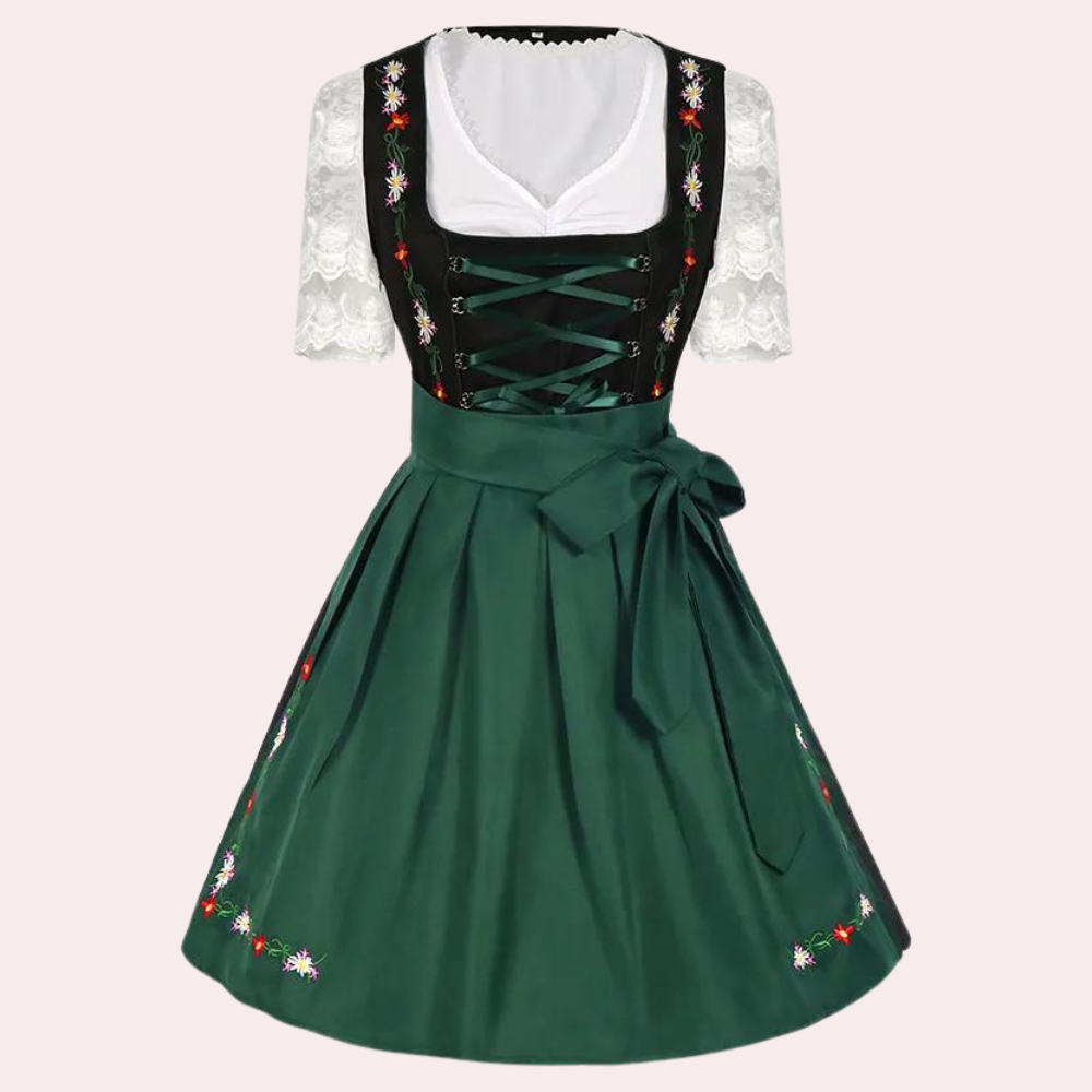 Andrina - Dames Zomerse Oktoberfest Dirndl met Kantmouwen