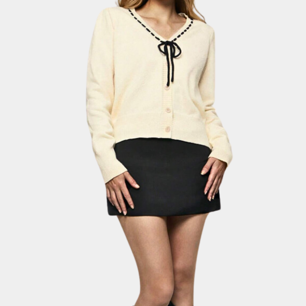 Anthoula - Elegante Dames V-hals Zomerse Trui met Strik