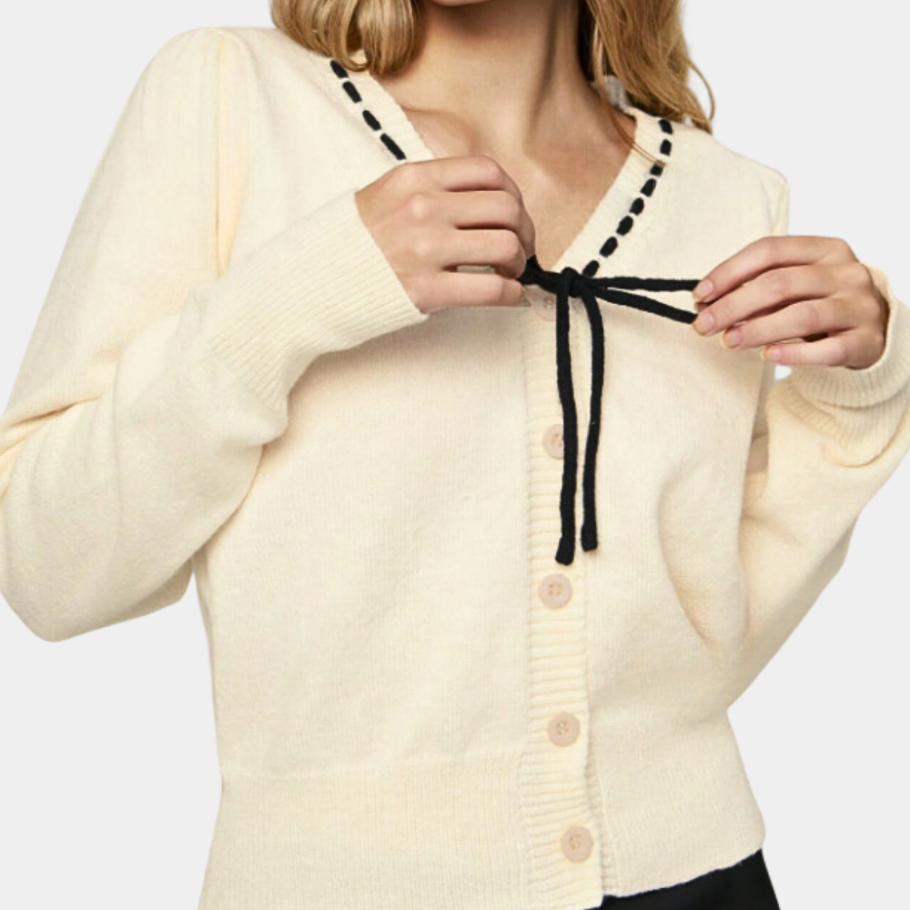 Anthoula - Elegante Dames V-hals Zomerse Trui met Strik