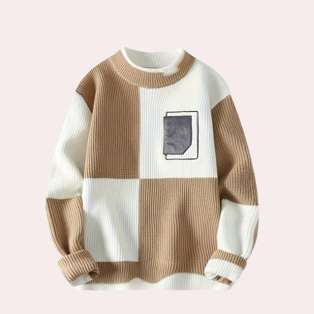 Agoston - Trendy Color Block Zomer Pullover voor Heren