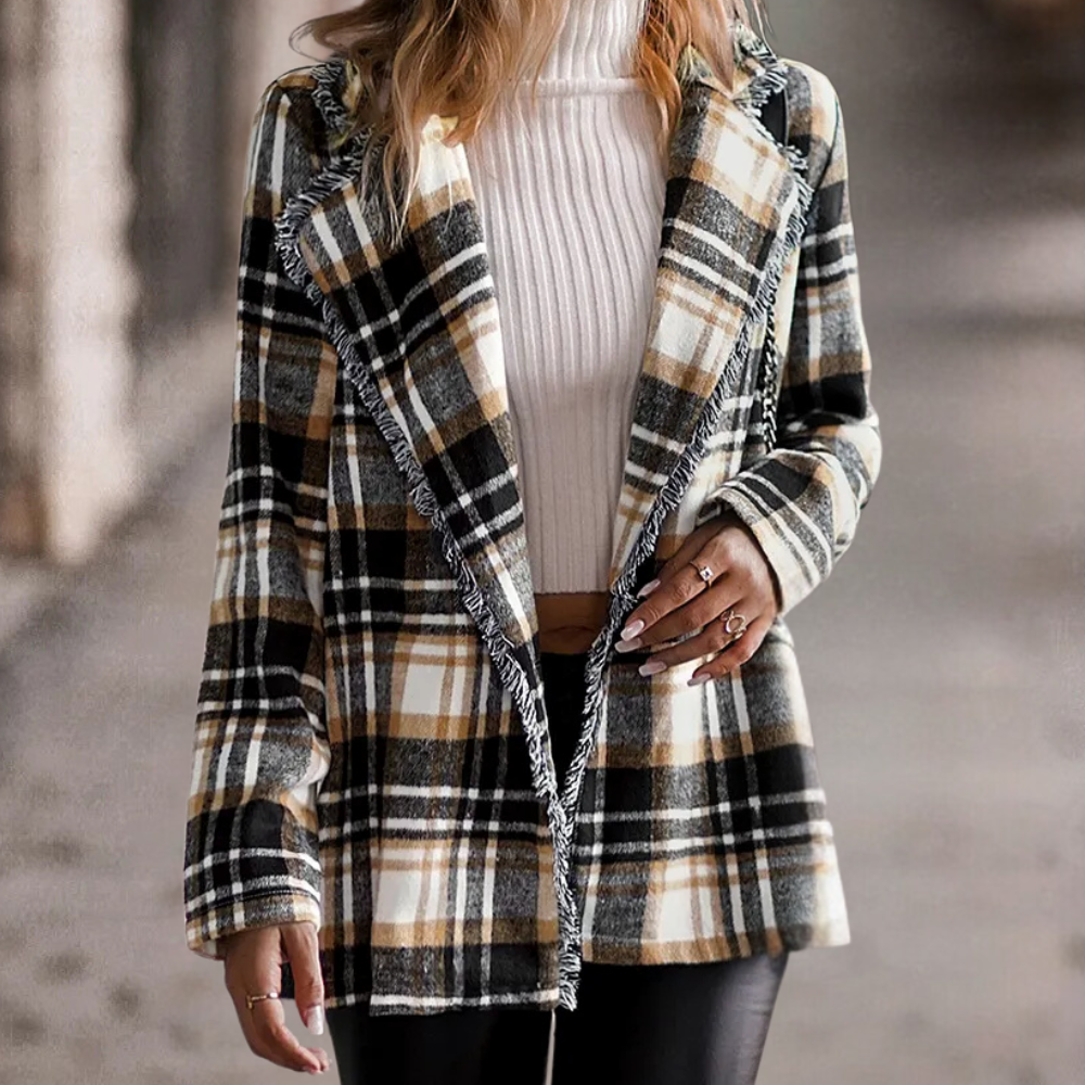 Kaia - Comfortabele geruite damesjas voor elke dag, perfect voor de lente en zomer.
