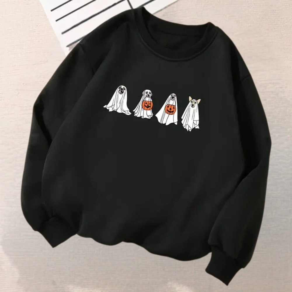 Kinga - Zomers Sweatshirt met Spookhond voor Dames