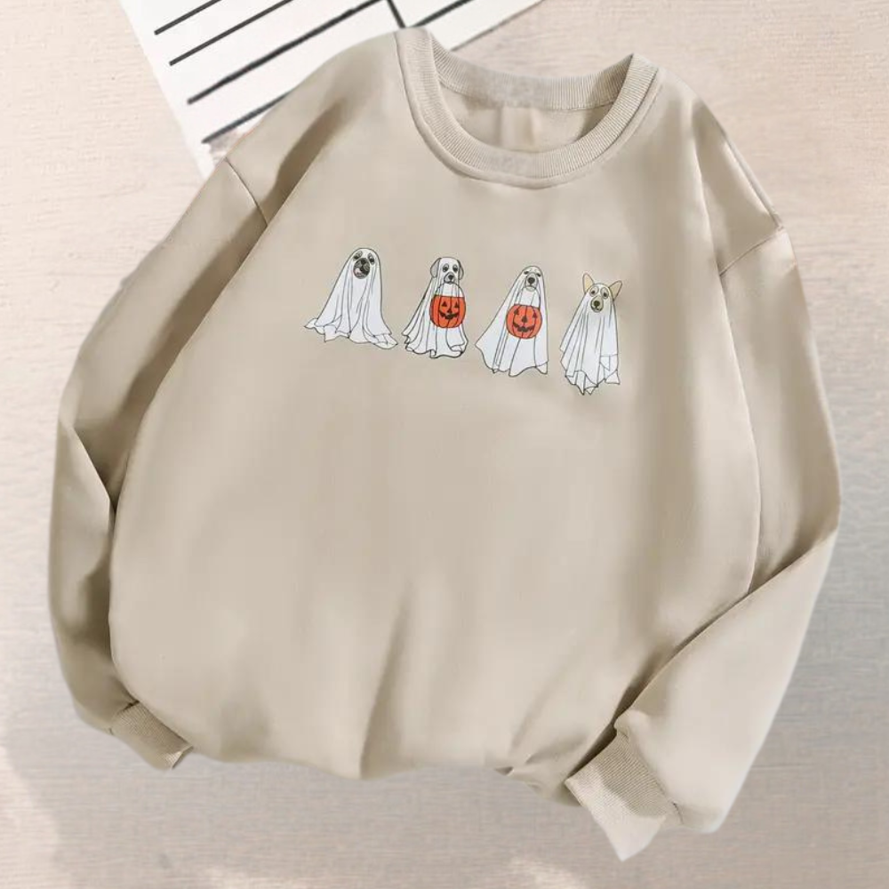 Kinga - Zomers Sweatshirt met Spookhond voor Dames